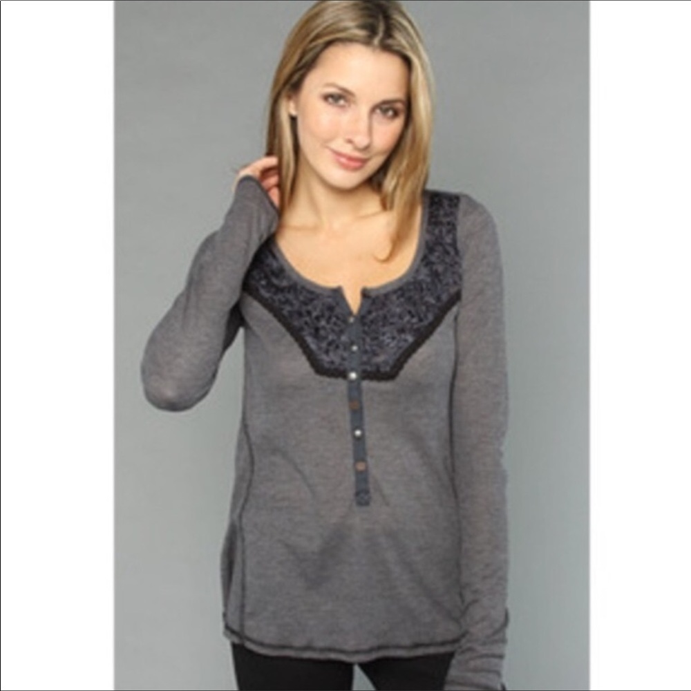 FREE PEOPLE Diego Gray Henley Thermal